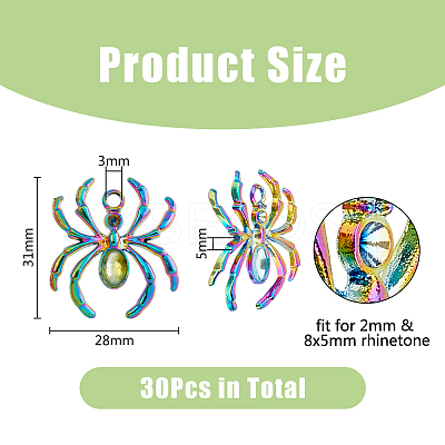 30Pcs Alloy Pendants Rhinestone Settings PALLOY-DC0001-14-1