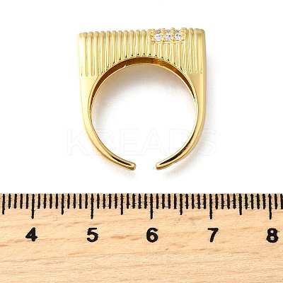 Brass Micro Pave Cubic Zirconia Adjustable Open Cuff Rings for Women RJEW-K292-10G-1