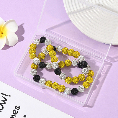 1Pc Polymer Clay Rhinestone Round Beaded Stretch Necklaces NJEW-SP0001-14L-1