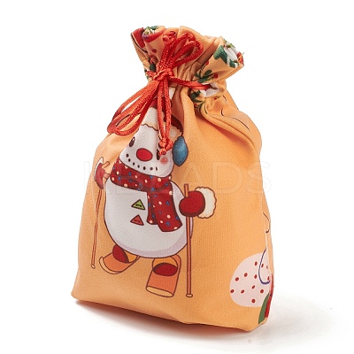 Christmas Theme Rectangle Cloth Bags with Jute Cord LS-ABAG-P008-01D-1
