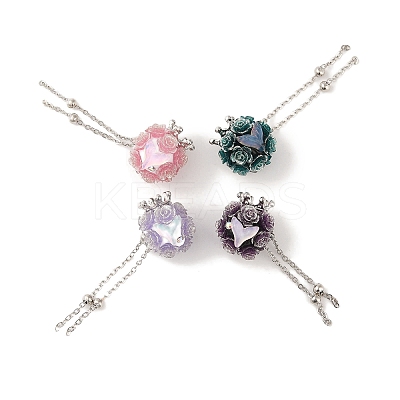 Handmade Flower Polymer Clay Rhinestone Tassel Dangle Beads CLAY-H003-02M-1