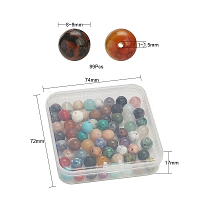100Pcs Natural & Synthetic Gemstone Beads G-YW0001-11-1