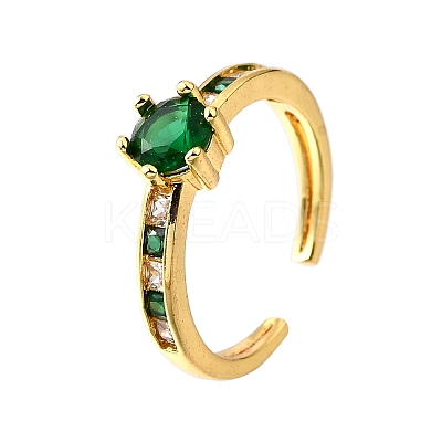 Brass Micro Pave Cubic Zirconia Cuff Rings for Women RJEW-H247-06G-1