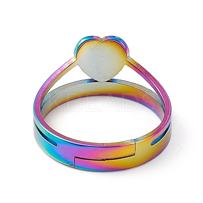 Ion Plating(IP) 201 Stainless Steel Heart Adjustable Ring for Women RJEW-K238-04M-1
