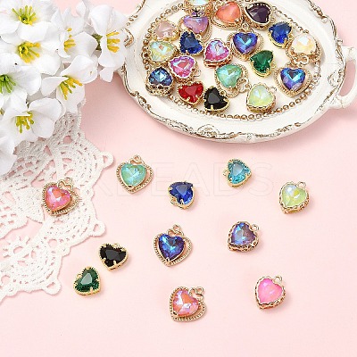 10Pcs Heart K9 Glass Charms GLAA-YW0005-33-1