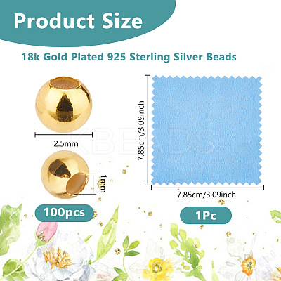 100Pcs Round 925 Sterling Silver Spacer Beads STER-DC0001-67-1