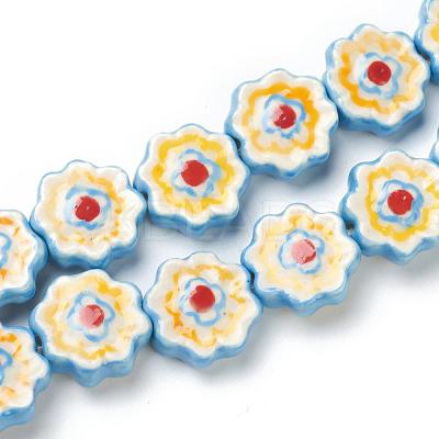 Handmade Porcelain Flower Beads Strands PORC-G006-14A-1