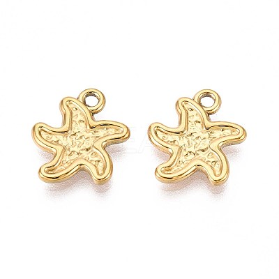 304 Stainless Steel Starfish Charms STAS-T067-52G-1