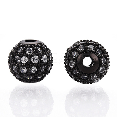 Rack Plating Brass Cubic Zirconia Beads ZIRC-S001-8mm-A04-1