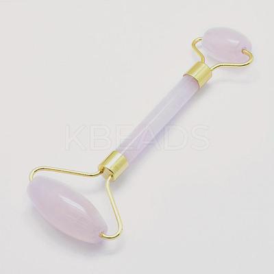 Natural Rose Quartz Brass Face Massager MRMJ-G009-12G-1