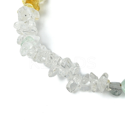Natural Green Aventurine & Quartz Crystal & Prehnite & Citrine Chips Beaded Stretch Bracelets for Women BJEW-JB10875-1