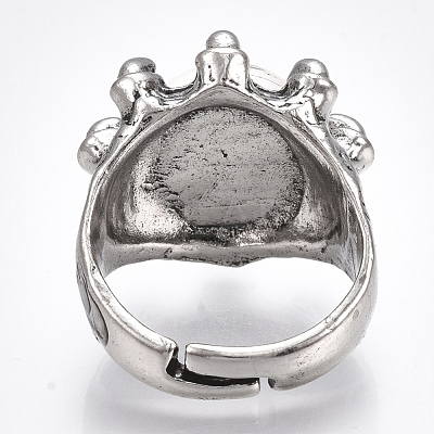 Adjustable Alloy Glass Finger Rings RJEW-T006-03D-1