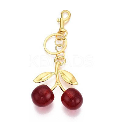 Alloy Resin Cherry Keychains PALLOY-N179-15G-1