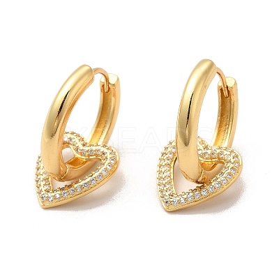 Heart Rack Plating Brass Micro Pave Cubic Zirconia Hoop Earring EJEW-C057-05G-1