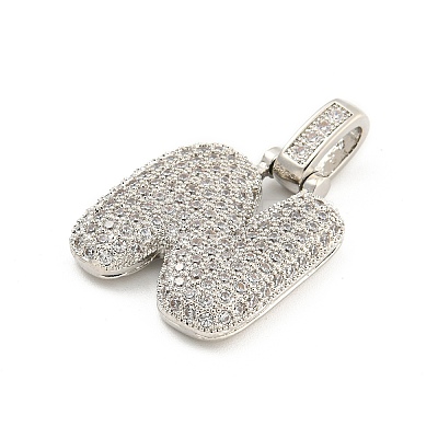 Brass Micro Pave Clear Cubic Zirconia Pendants KK-B099-01P-N-1