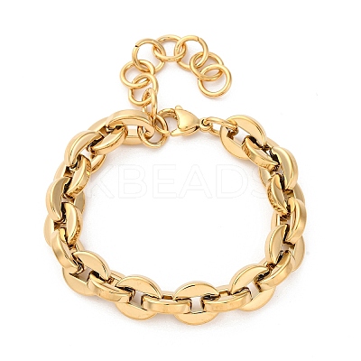 304 Stainless Steel Oval Link Chain Bracelets for Women BJEW-Z128-01G-02-1