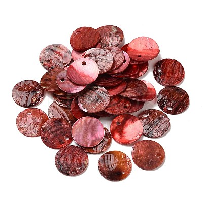 Spray Painted Natural Akoya Shell Charms SHEL-F007-15A-1