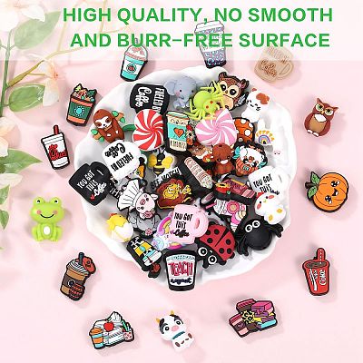 20Pcs 20 Styles Food Grade Eco-Friendly Silicone Focal Beads SIL-SZ0002-42-1