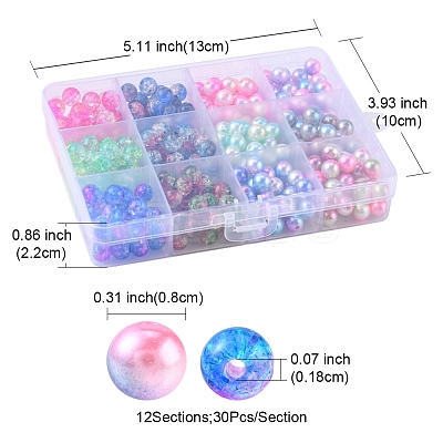 360Pcs 12 Style Rainbow ABS Plastic Imitation Pearl Beads OACR-YW0001-02-1