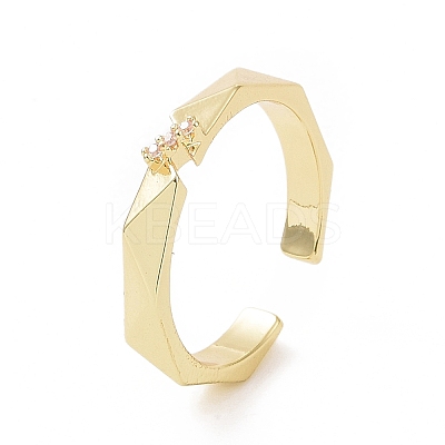 Clear Cubic Zirconia Open Cuff Ring RJEW-E072-20G-1