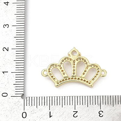 Brass Clear Cubic Zirconia Crown Connector Charms KK-D317-146G-1