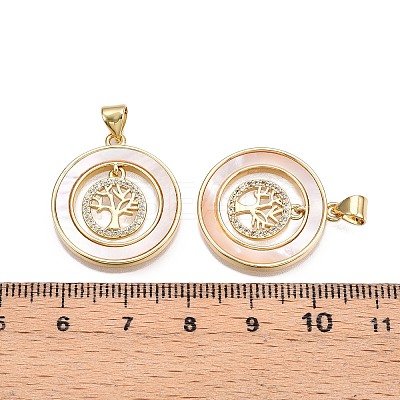 Brass Micro Pave Clear Cubic Zirconia Pendants KK-N254-189G-1
