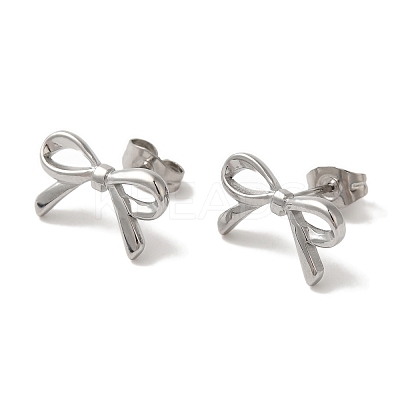 Non-Tarnish 304 Stainless Steel Bowknot Stud Earrings for Women EJEW-Z066-14P-1