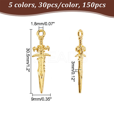 150Pcs 5 Colors Alloy Pendants FIND-GL0001-30-1