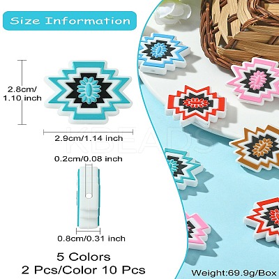 10Pcs 5 Colors Silicone Focal Beads SIL-CJ0001-57-1