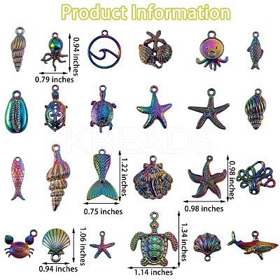 24 Pcs Ocean Themed 316L Surgical Stainless Steel  Pendants JX096A-1