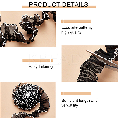 2Pcs 2 Colors Polyester Pleated Lace Trim Ribbon OCOR-PH0002-77A-1