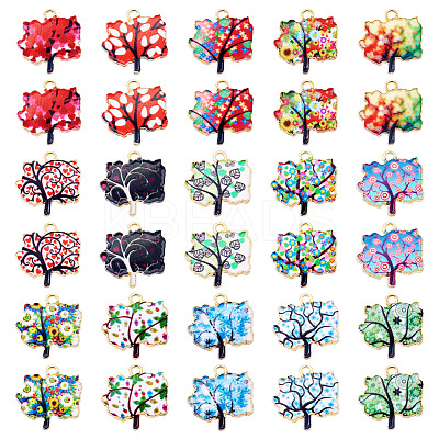 30Pcs 15 Colors Alloy Enamel Pendants ENAM-TA0009-02-1