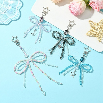 Alloy Glass Chip Pendant Decoration HJEW-FZ00040-1