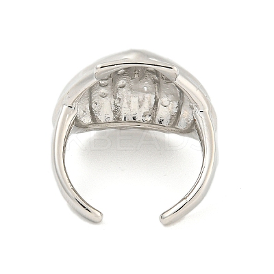 Shell Shape Rack Plating Brass Open Cuff Rings RJEW-N047-04P-RS-1