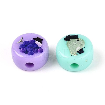 Opaque Printed Acrylic Beads OACR-T029-11M-1