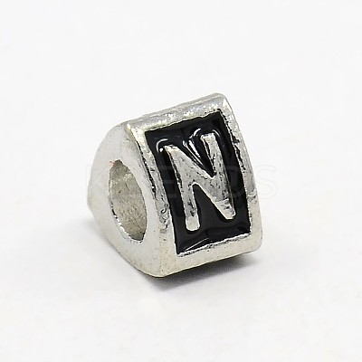 Platinum Plated Zinc Alloy Enamel European Beads MPDL-L001-01N-1