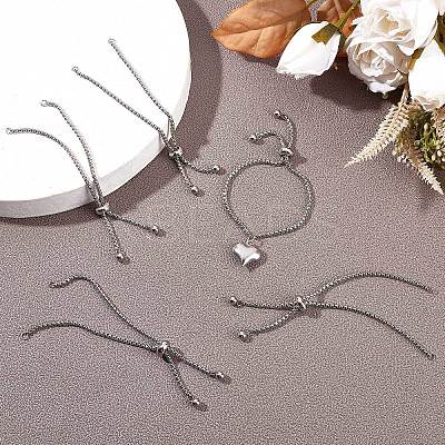 10Pcs Adjustable 304 Stainless Steel Slider Bracelet/Bolo Bracelets Making STAS-BBC0001-63P-1