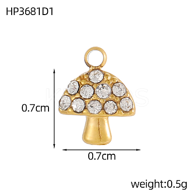 304 Stainless Steel Cubic Zirconia Charms STAS-OY004-03G-1
