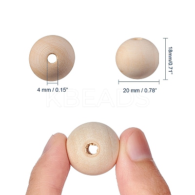Natural Unfinished Wood Beads WOOD-S651-20mm-LF-1