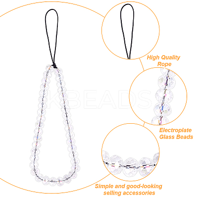 Glass Rondelle Beaded Mobile Straps HJEW-GO00058-1