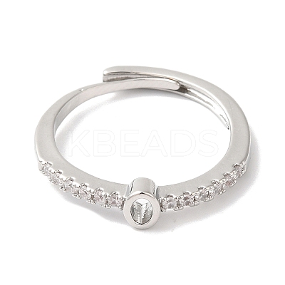 Rack Plating Brass Clear Cubic Zirconia Number 0 Adjustable Rings for Women RJEW-S407-09P-10-1