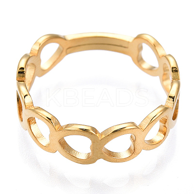 Ion Plating(IP) 304 Stainless Steel Hollow Out Heart Adjustable Ring for Women RJEW-T027-11G-1
