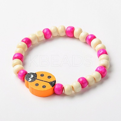 Stretchy Wood Bracelets for Kids BJEW-JB01265-1