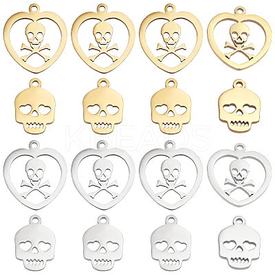 24Pcs 4 Style 201 Stainless Steel Charms STAS-DC0008-59-1