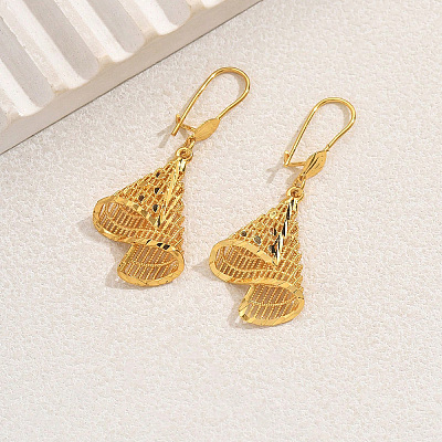 Geometric Brass Hoop Dangle Earrings for Women DB7913-1