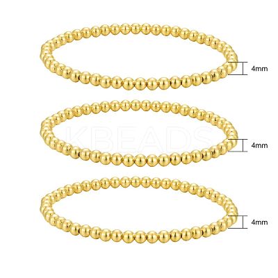 Round Brass Beaded Stretch Bracelets BJEW-JB05983-1