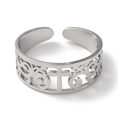 Non-Tarnish 304 Stainless Steel Open Cuff Ring LS-RJEW-C063-01P-1