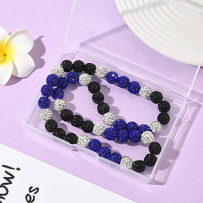 1Pc Polymer Clay Rhinestone Round Beaded Stretch Necklaces NJEW-SP0001-14K-1