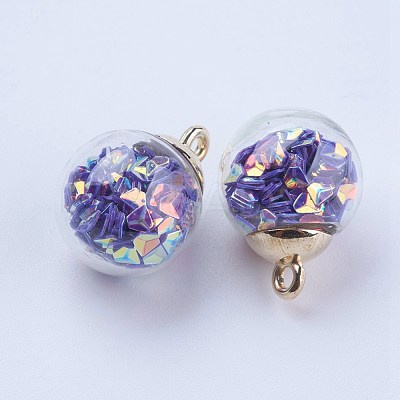 Glass Ball Pendants GLAA-G052-05G-1