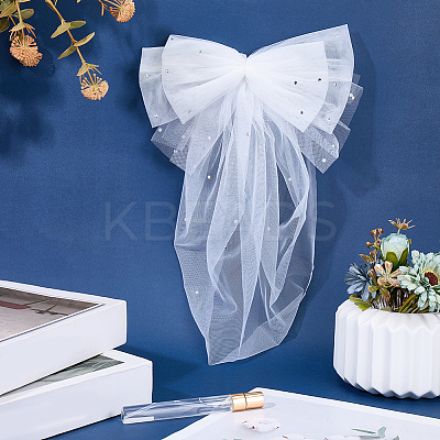 1Pc Bowknot Polyester Bridal Veils AJEW-CY0001-83-1